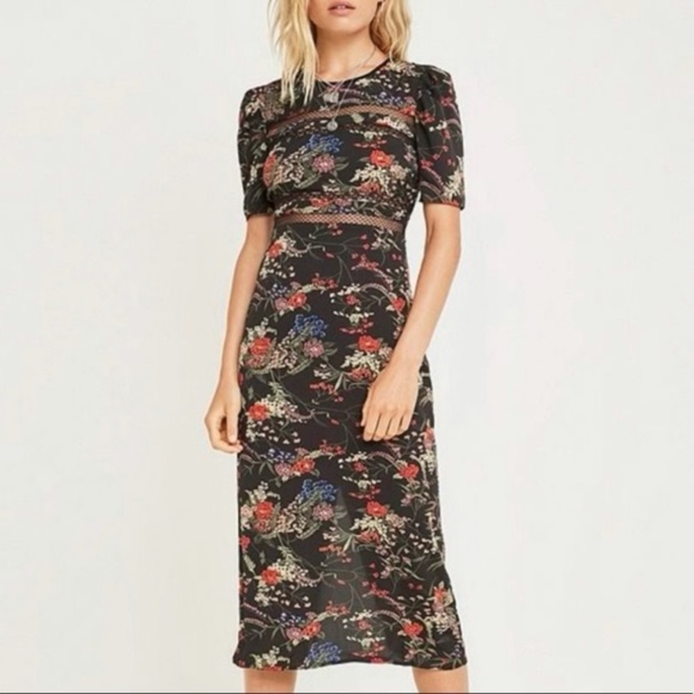 Urban Outfitters Floral Lace Trim Midi Dress